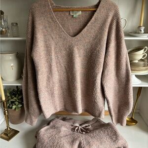 Elegant V-Neck Sweater in Warm Tan